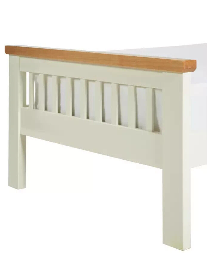 Aubrey Single Wooden Bed Frame Two Tone | Shaker Style Solid Pine Cream Oak