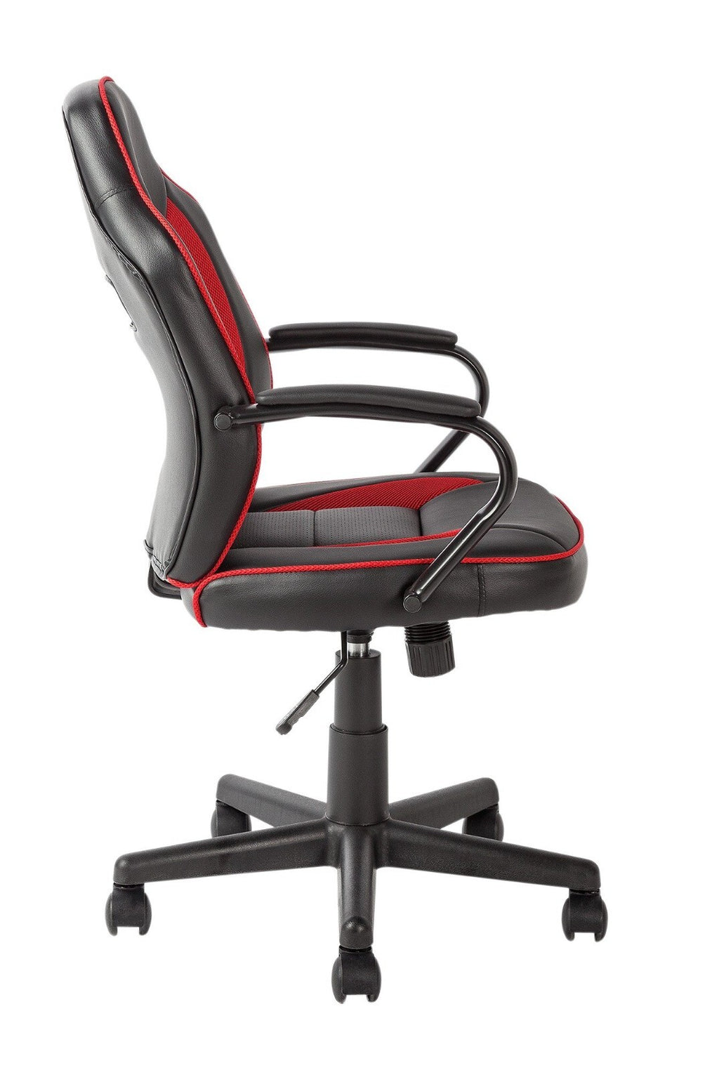 Faux Leather Mid Back Gaming Chair - Red & Black
