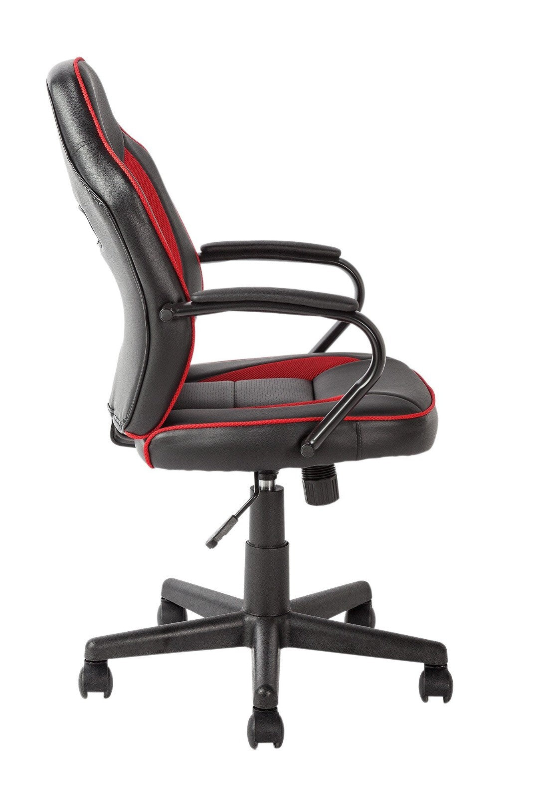 Faux Leather Mid Back Gaming Chair - Red & Black