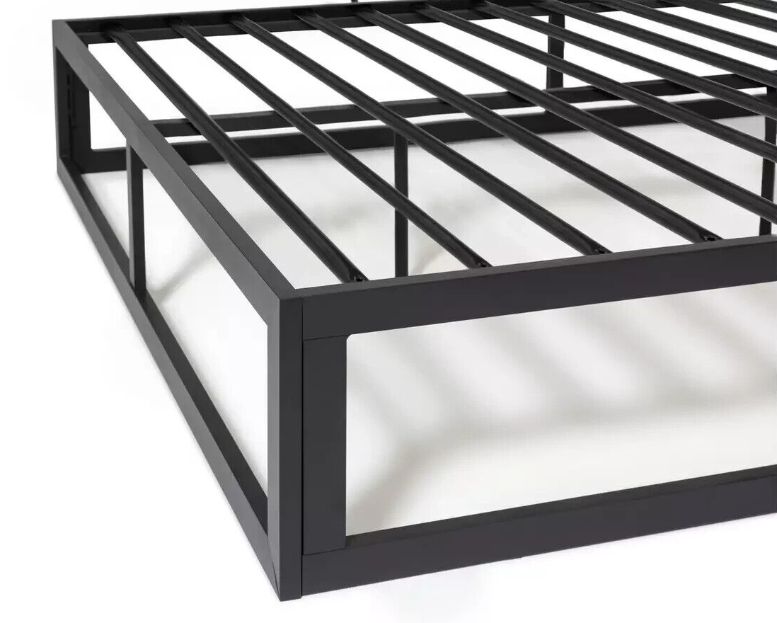 Platform Double Metal Bed Frame - Black | Bedroom Furniture for Teen or Guest Ro