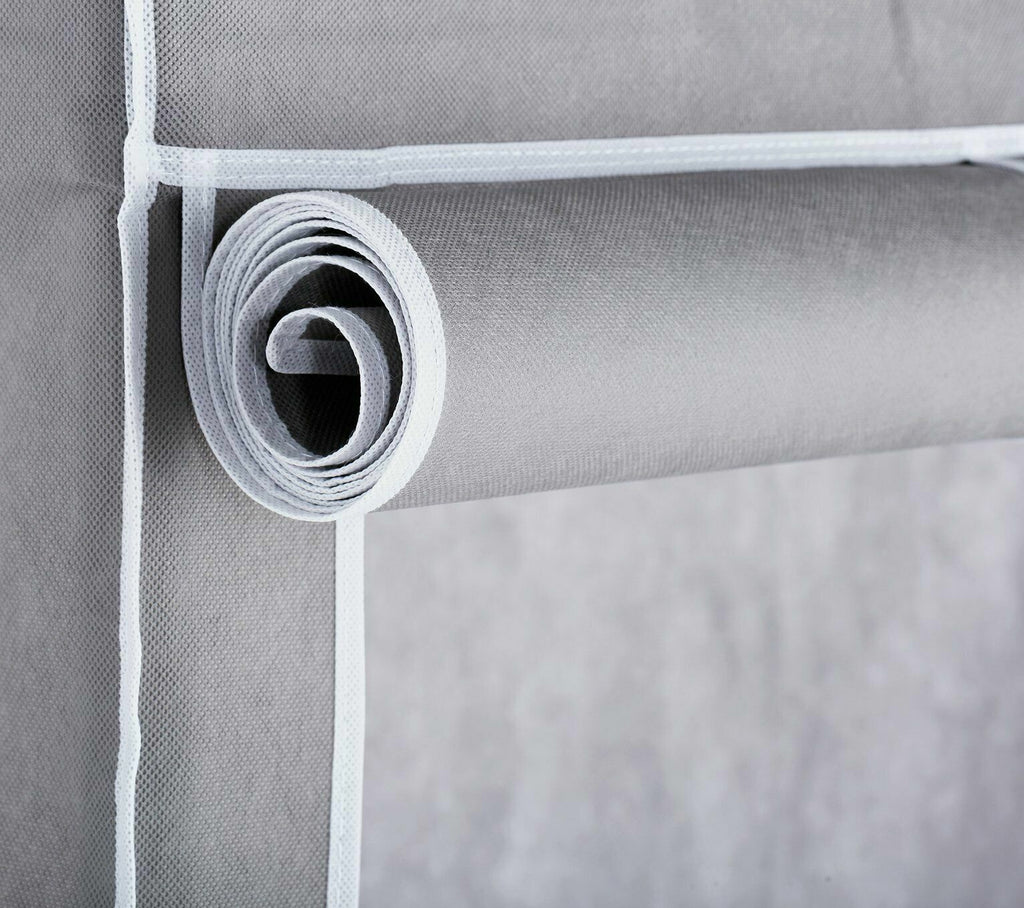 Home Double Heavy Duty Covered Rail - Grey | Clothes Garment Storage Rack Stand
