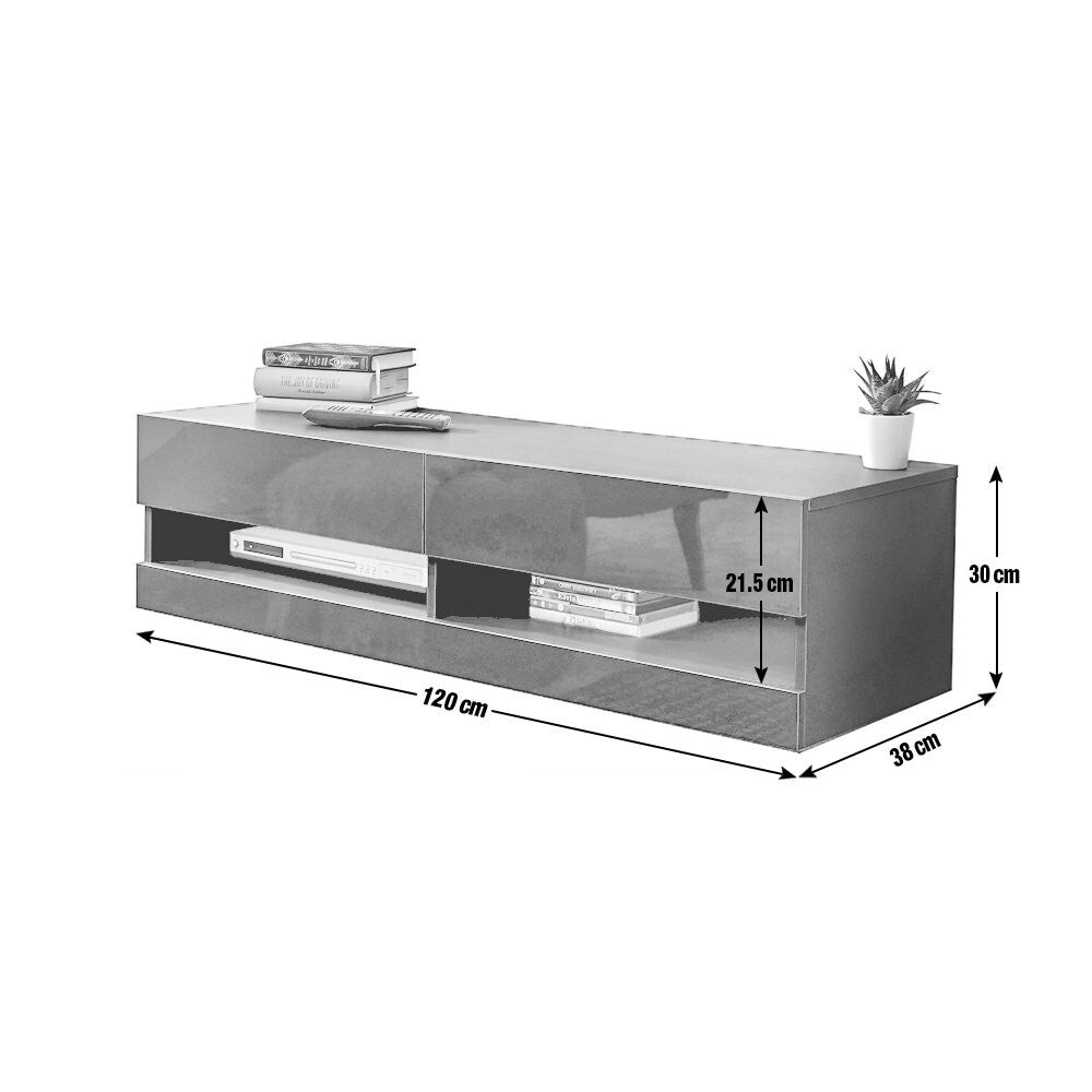 GFW Galicia 120cm LED Wall TV Unit - Grey