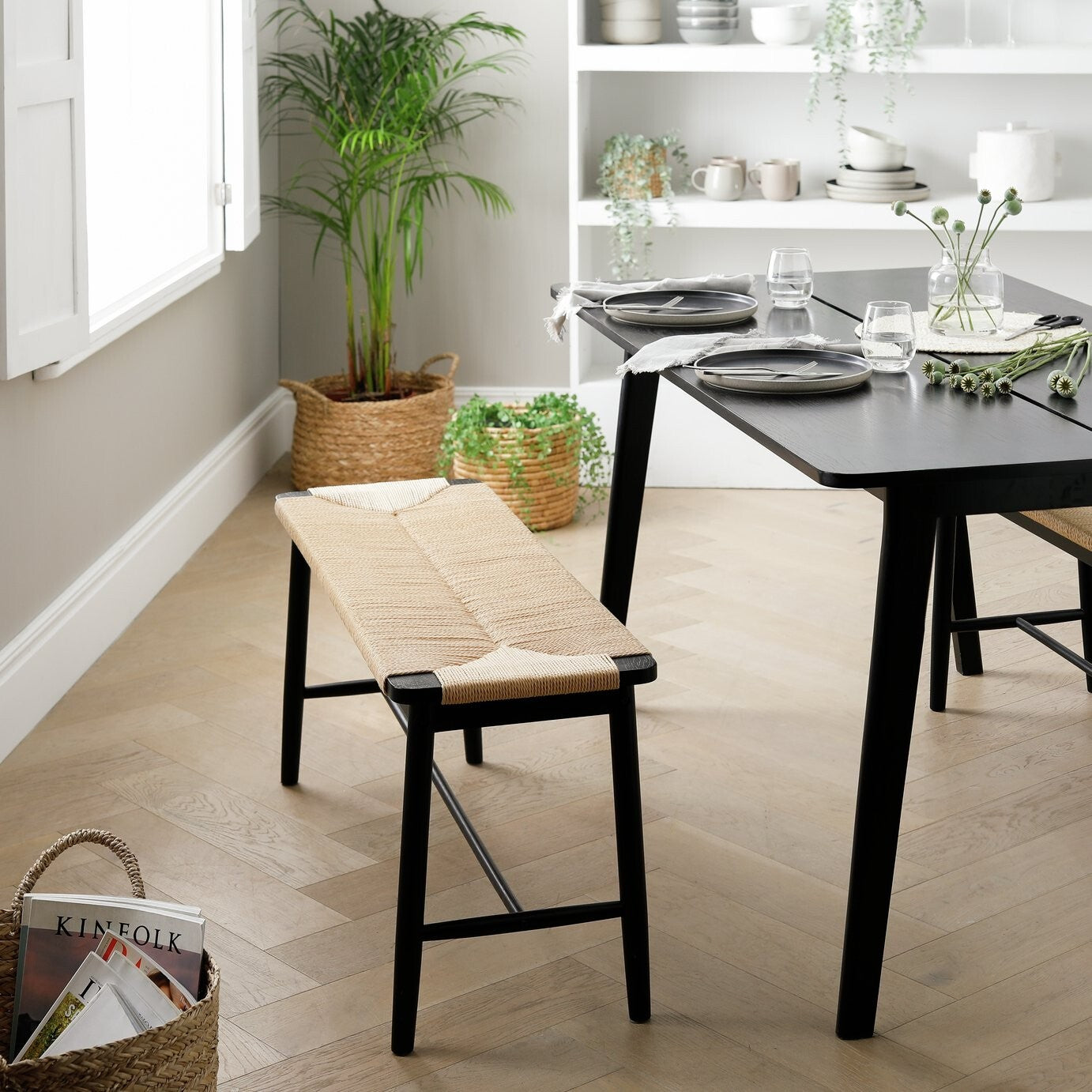Hanna Oak Bench - Black ( B Grade 19159)