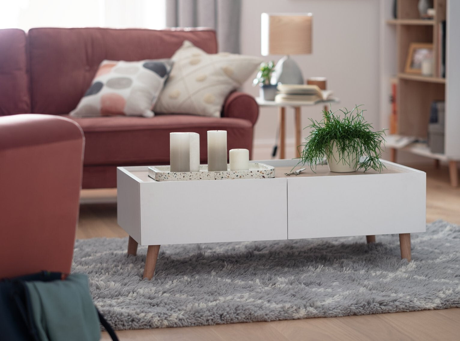 Habitat Skandi 2 Drawer Coffee Table - White Two Tone