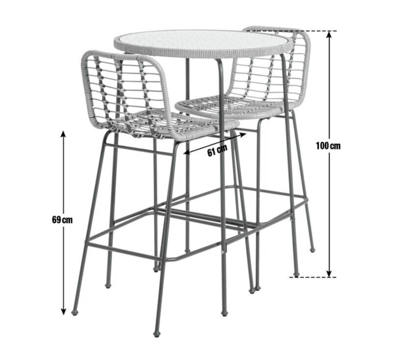 Habitat 2 Seater Bamboo Garden Bar Bistro Set | Outdoor Patio Table Chairs