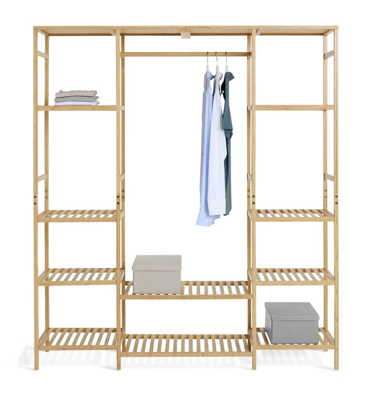 Habitat Cullen Triple Bamboo Open Wardrobe - Natural