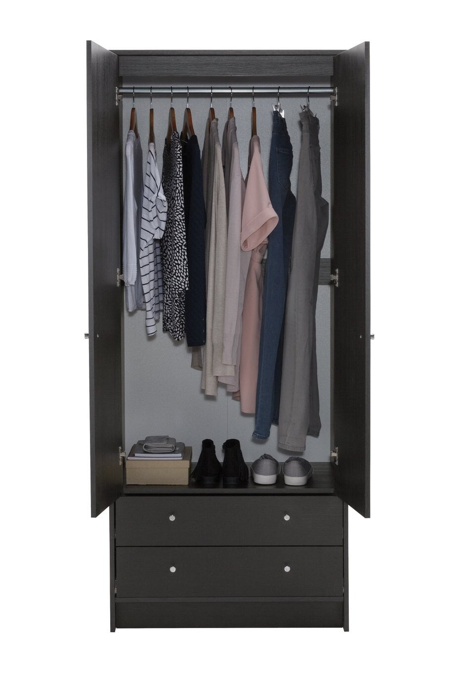 Malibu 2 Door 2 Drawer Wardrobe -Black Oak Effect ( B Grade )
