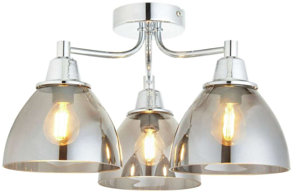 Shore Light Bartlett Metal 3 Light Ceiling Light- Smoke Grey
