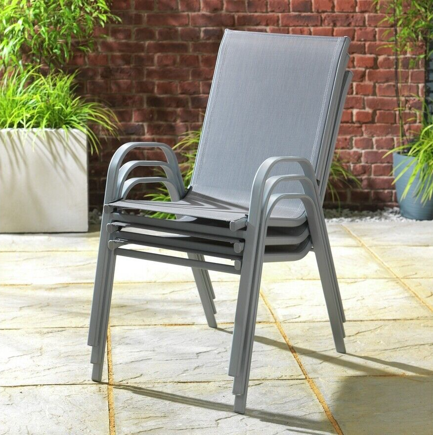Home Sicily 6 Seater Metal Patio Set - Grey | Outdoor Garden Furniture Dining