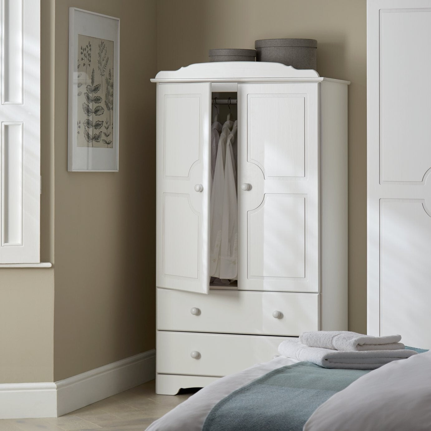 Nordic 2 Door 2 Drawer Wardrobe - White ( B Grade 34426 - 34427 )