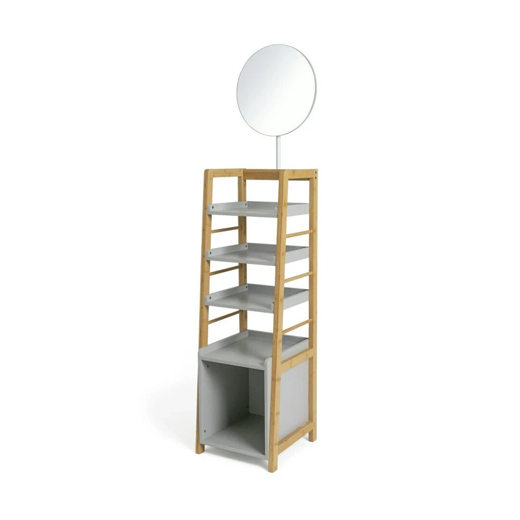 Habitat Bamboo Mirrored Tallboy - Grey