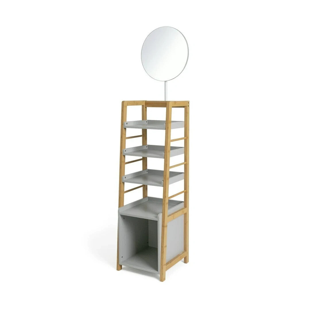 Habitat Bamboo Mirrored Tallboy - Grey