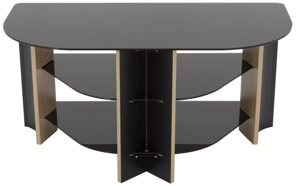 AVF Corner TV Stand With Storage Oak Eff Up to 42 Inch TV Unit Glass Black 90cm
