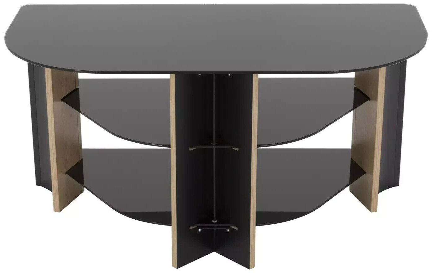AVF Corner TV Stand With Storage Oak Eff Up to 42 Inch TV Unit Glass Black 90cm