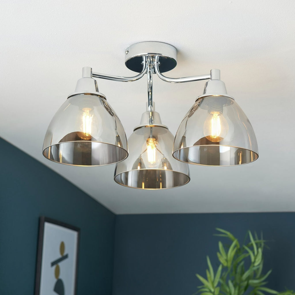 Shore Light Bartlett Metal 3 Light Ceiling Light- Smoke Grey