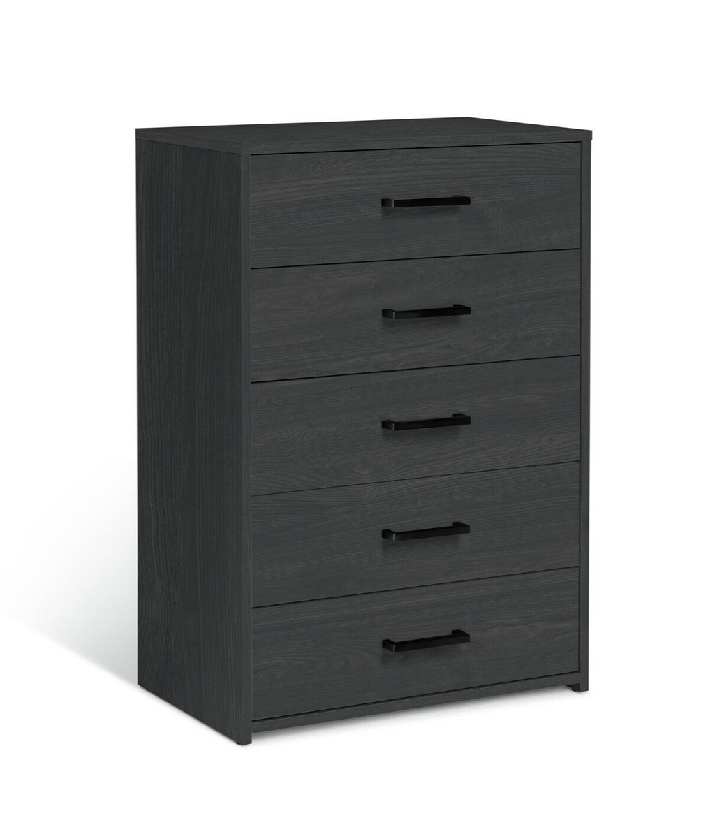 Home Oslo 5 Drawer Chest Black Oak Effect | Modern Furniture Storage Dresser
