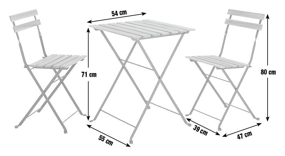 Eve 2 Seater Folding Wooden Garden Bistro Set