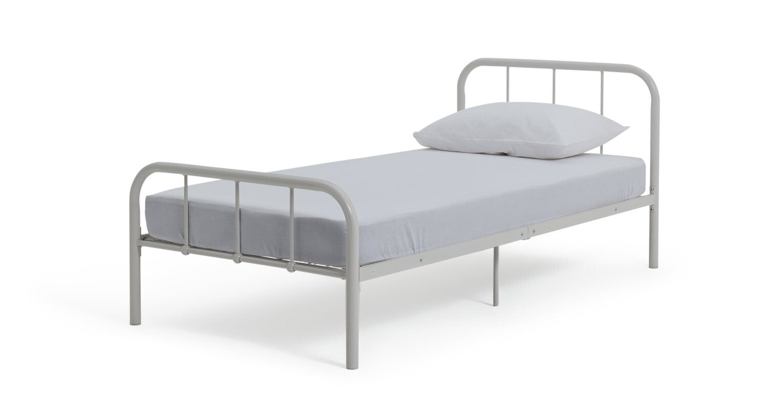 Home Charlie Single Metal Bed Frame White | Sturdy Durable Bedframe for Bedroom
