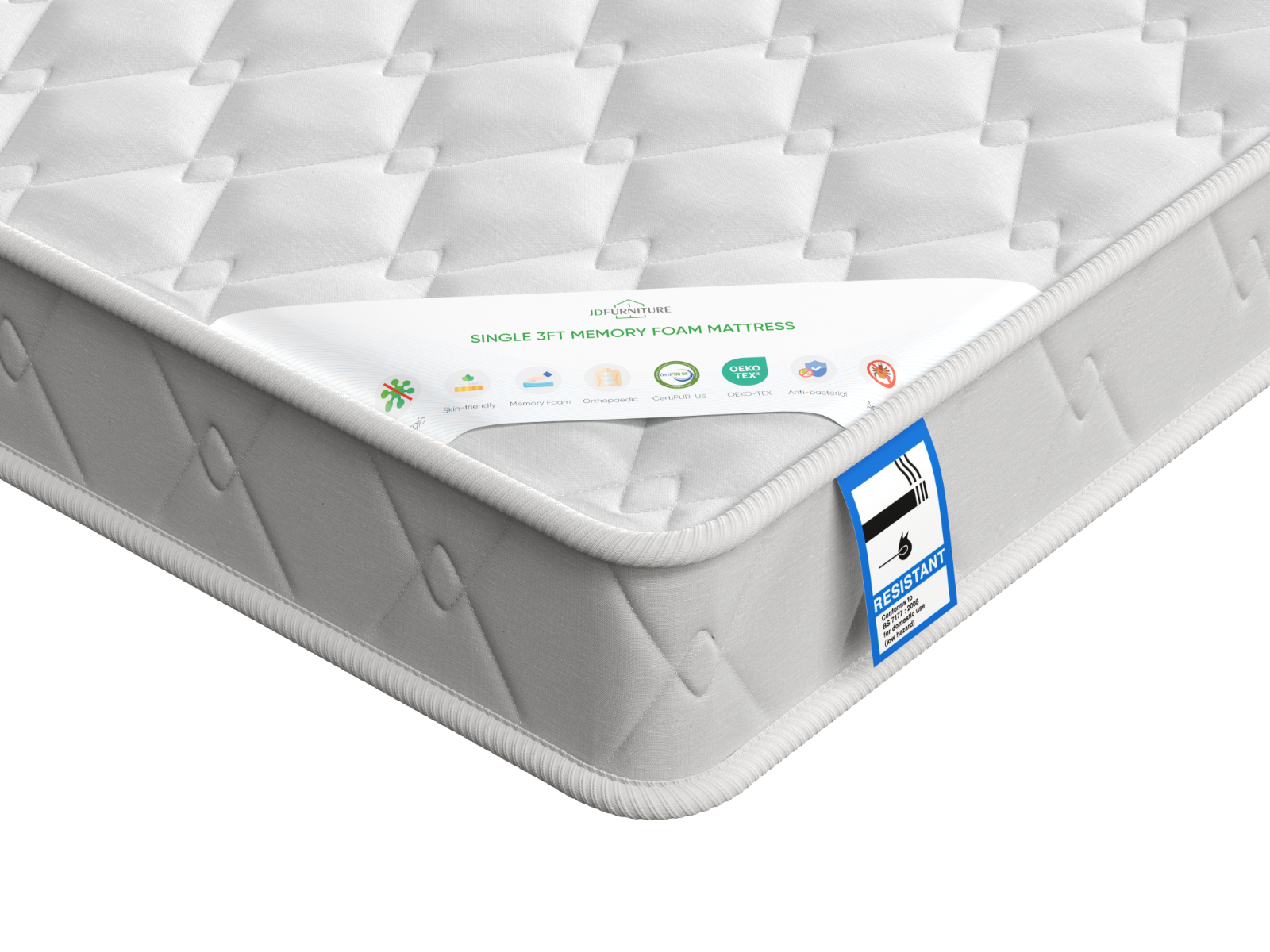 JD Furniture Kids Single 3FT Memory Foam Mattress - Bunk Bed Safe - Any Age