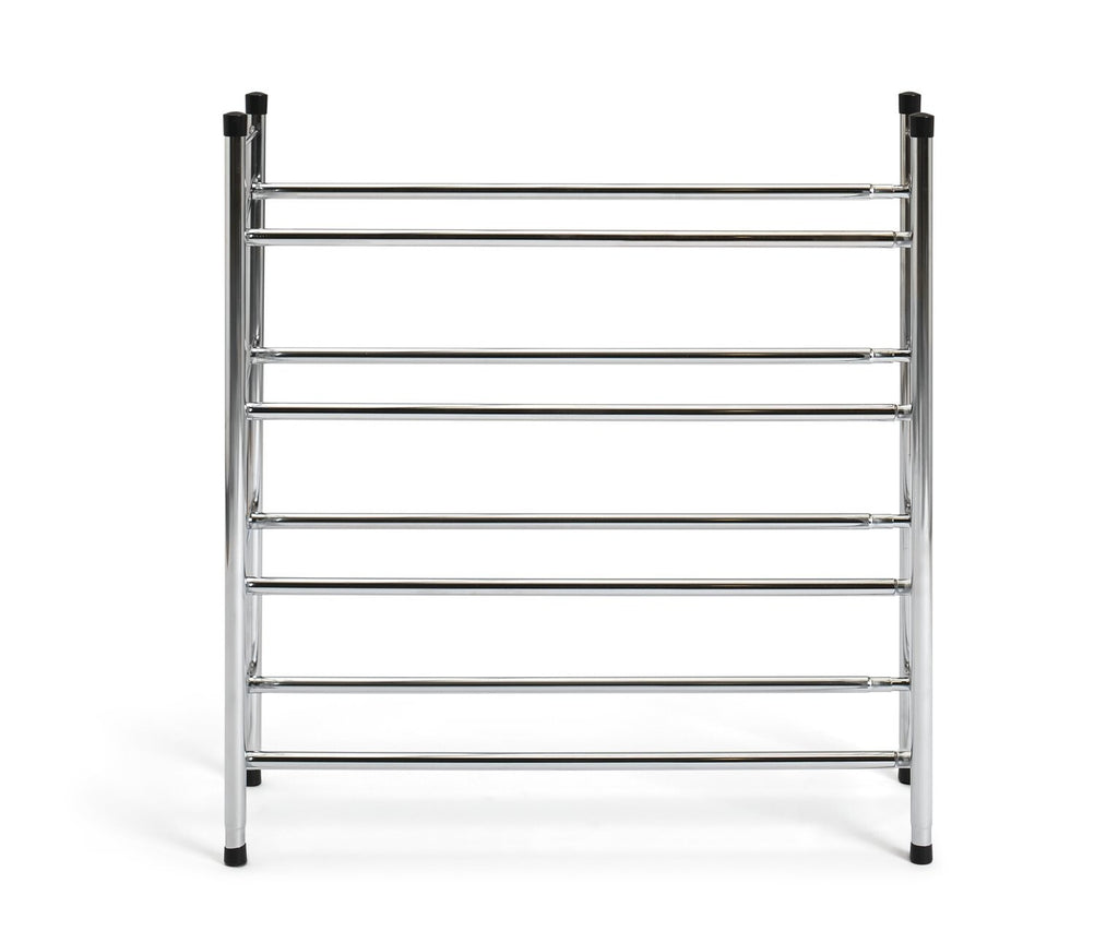 Home 4 Shelf Ext Shoe Storage Rack - Chrome Plated | Organizer Hallway Closet