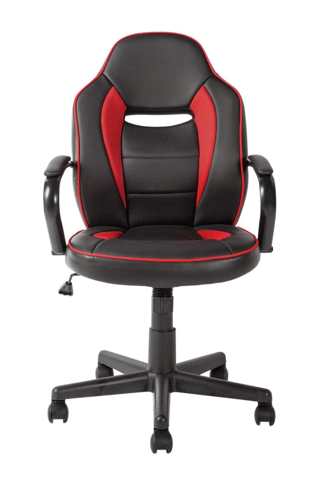 Faux Leather Mid Back Gaming Chair - Red & Black