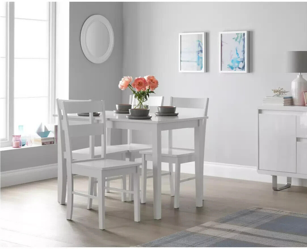 Home Chicago Pair of Solid Wood Dining Chairs White | Modern Kitchen Furniture