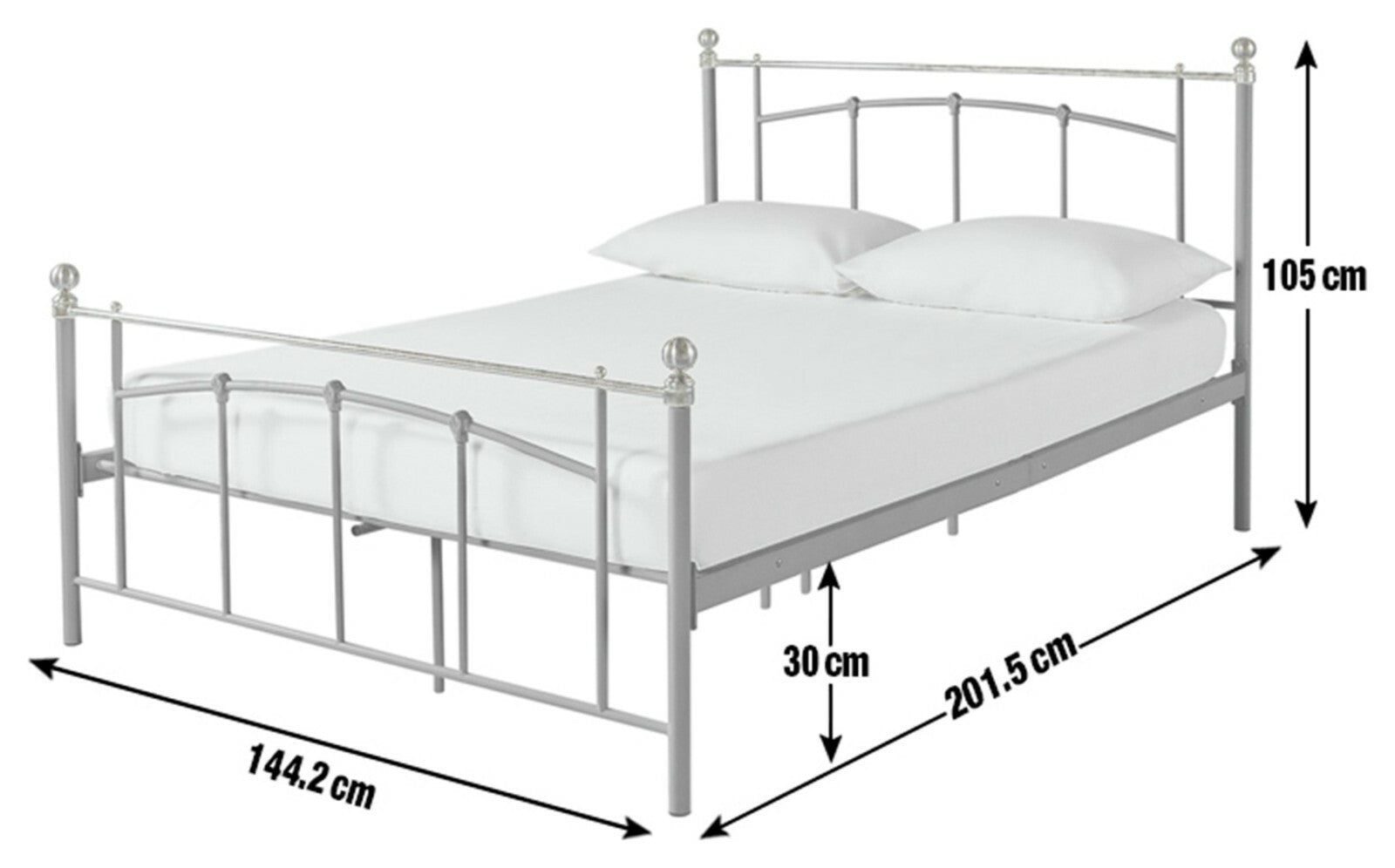 Yani Double Metal Bed Frame - White