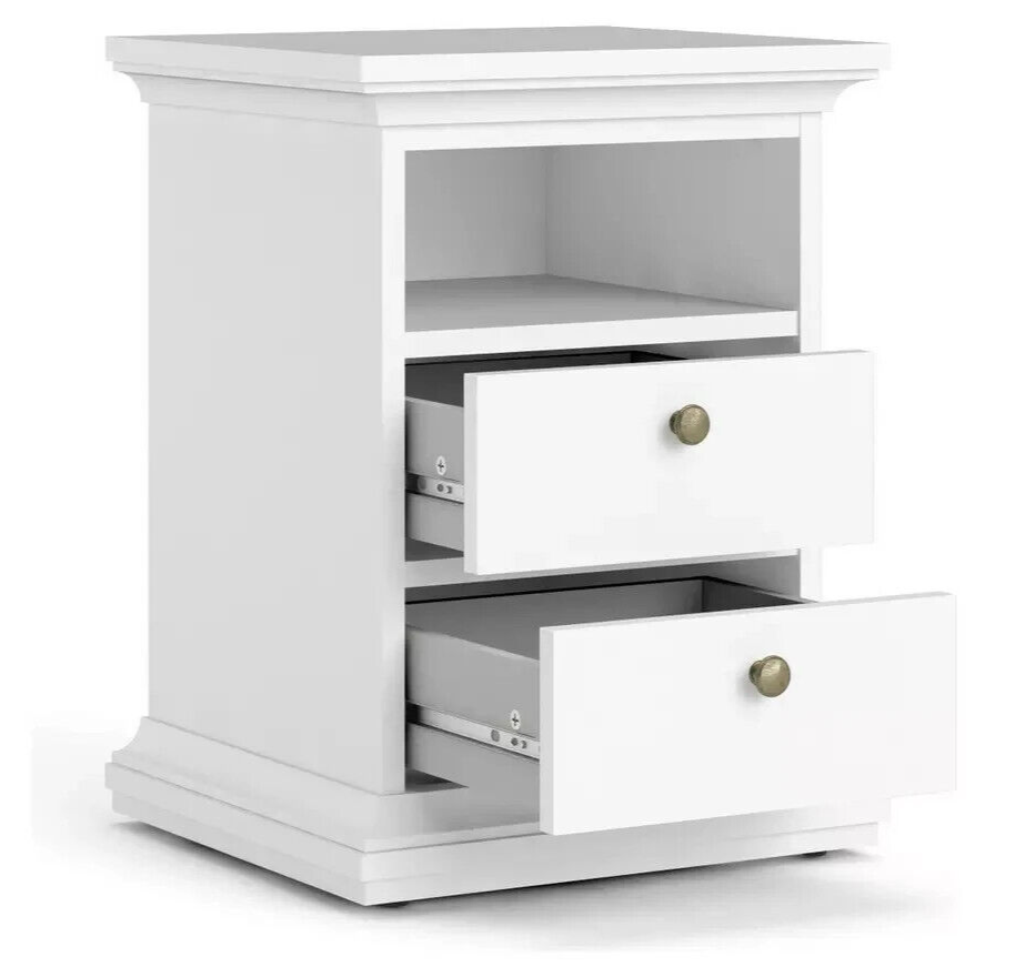 Tvilum Paris 2 Drawer Bedside Table - White ( B grade 33235 )