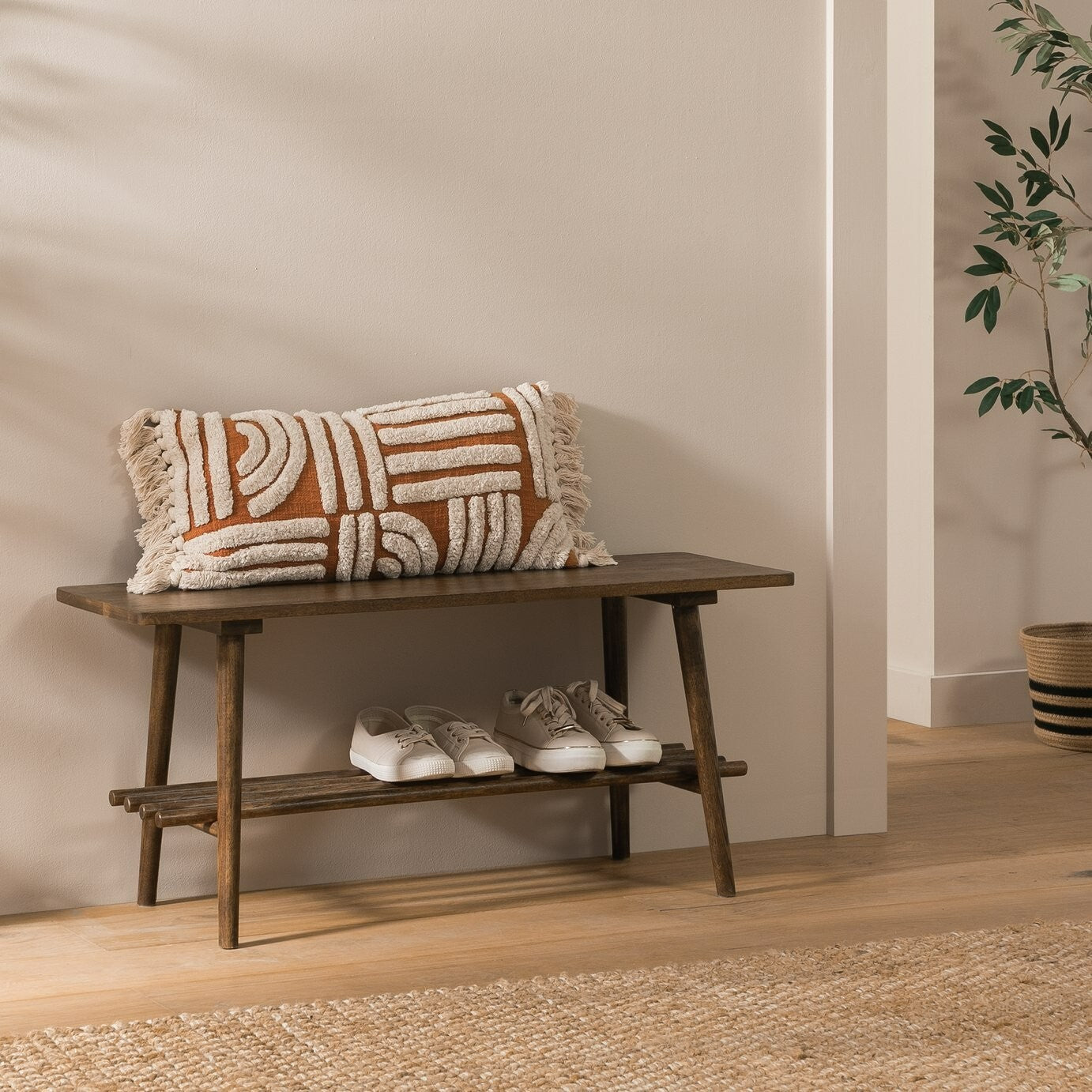 Swen 1 Shelf Shoe Storage Bench - Walnut