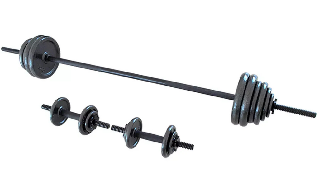 Opti 50KG Cast Iron Barbell Dumbbell Set | Dumbbells and Bar Set Weights Workout