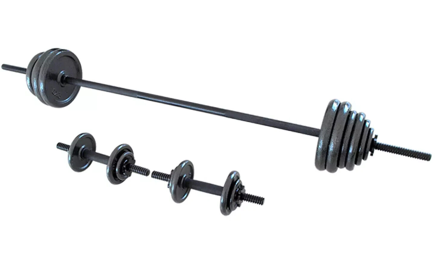 Opti 50KG Cast Iron Barbell Dumbbell Set | Dumbbells and Bar Set Weights Workout