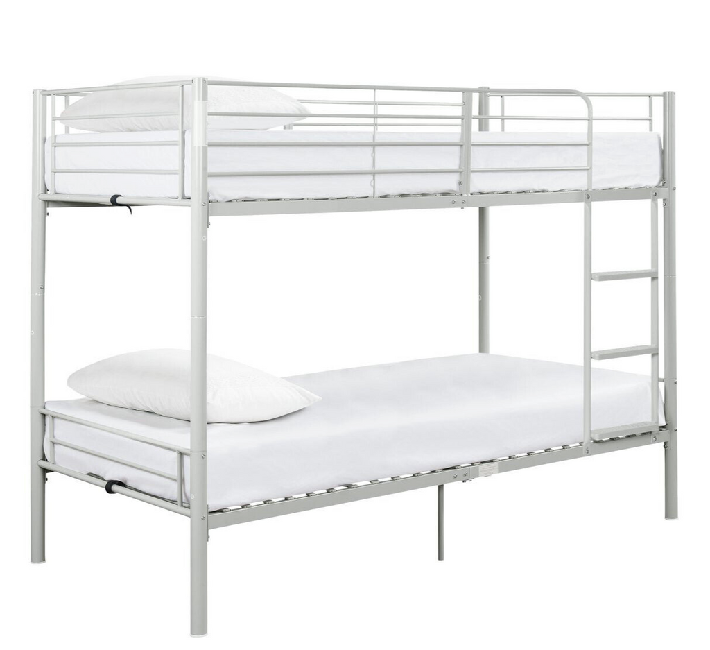 Mason Single Bunk Bed For Kids / Adults/Teenager -Silver x2 Memory Foam Mattress