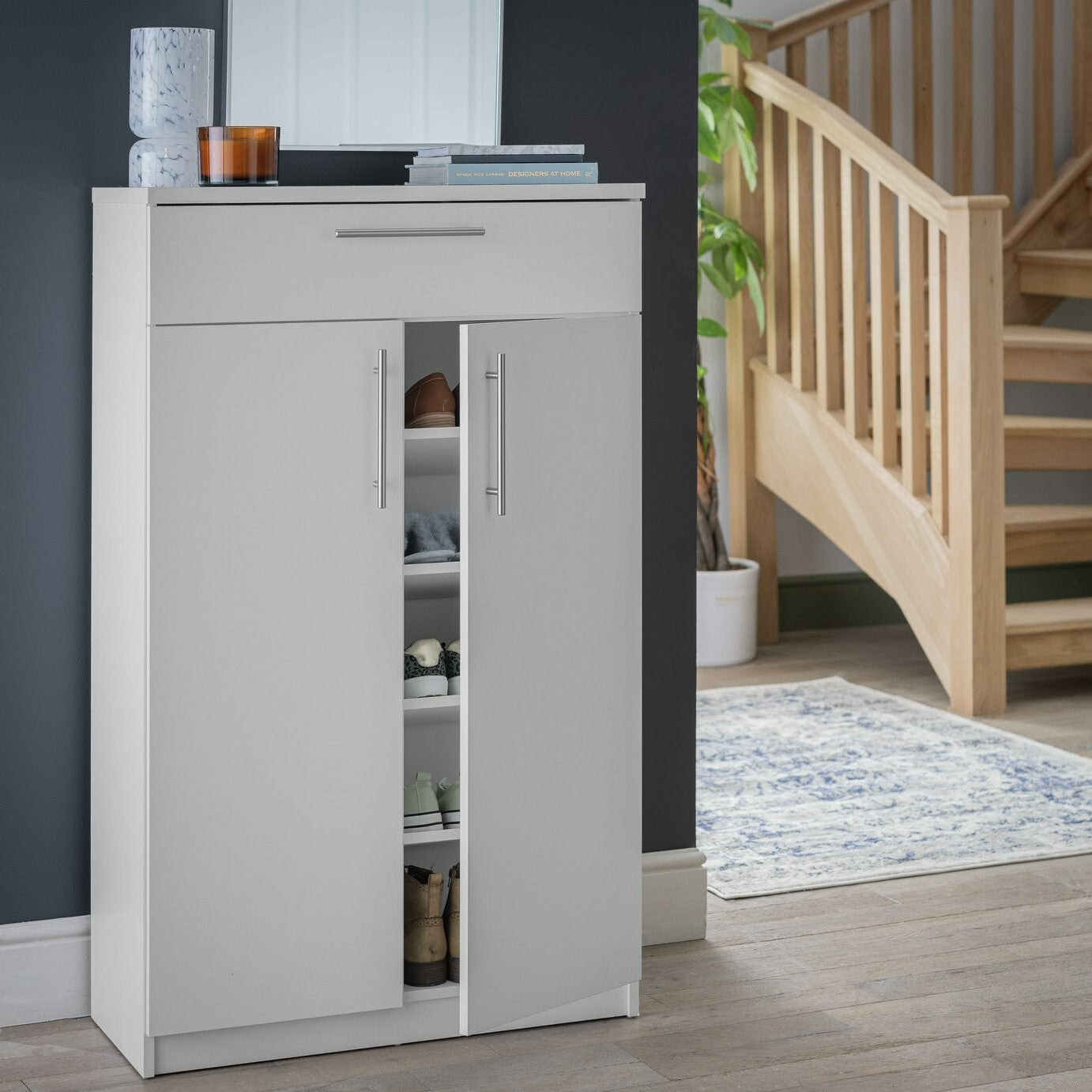 Brisbane 2 Door Shoe Storage Cabinet - Grey ( B Grade 34065 - 34066 )