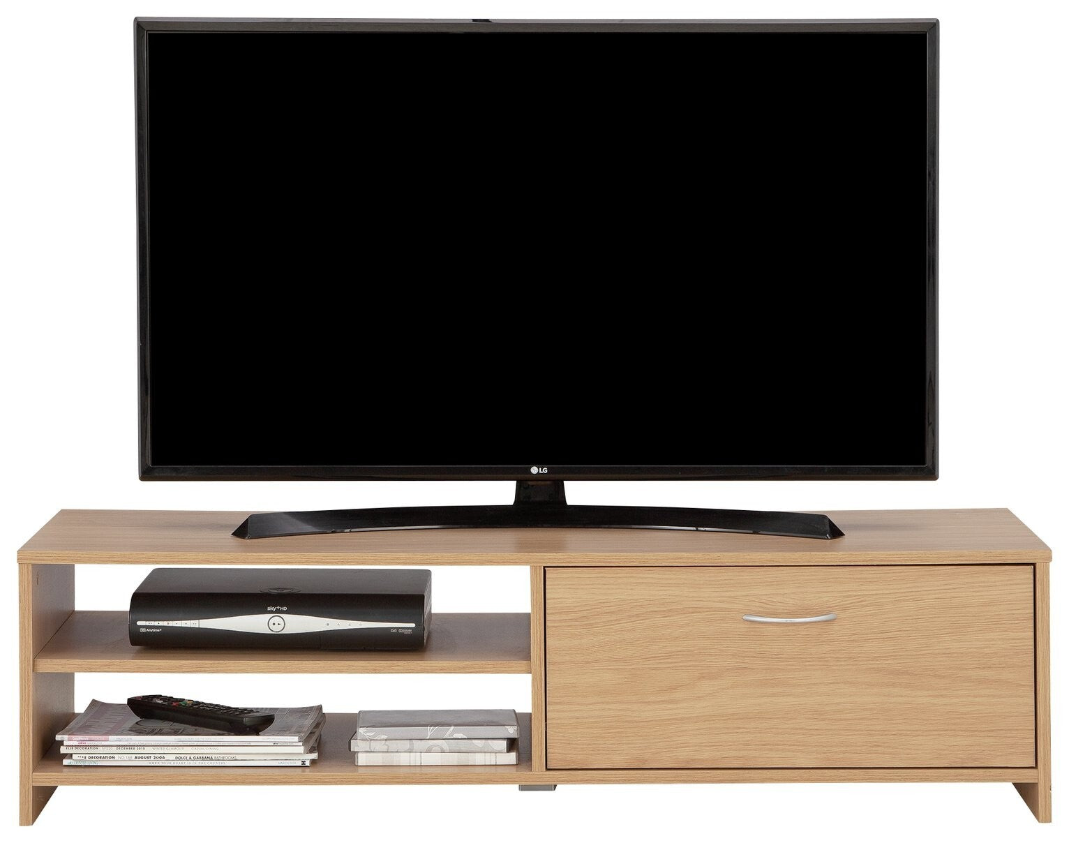 Squares 1 Drawer TV Unit Oak Effect | Compact Media Stand with Storage