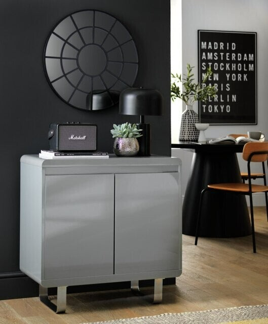 Home Sleigh 2 Door Sideboard - Gloss Grey