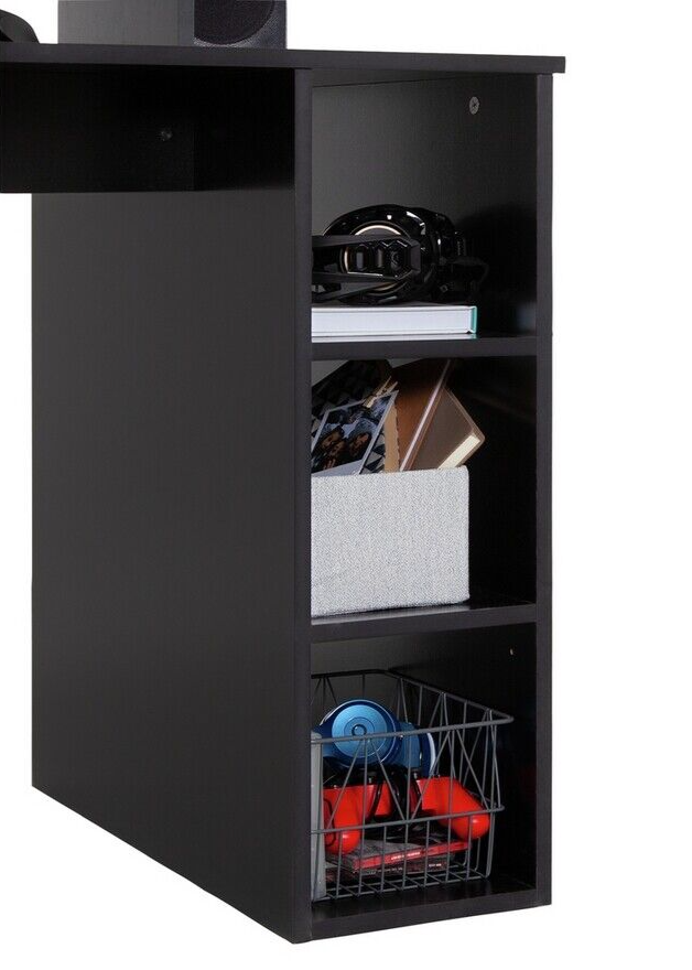 Home Gaming Desk - Black| Sturdy Study Workstation PC Table Office Room Decor