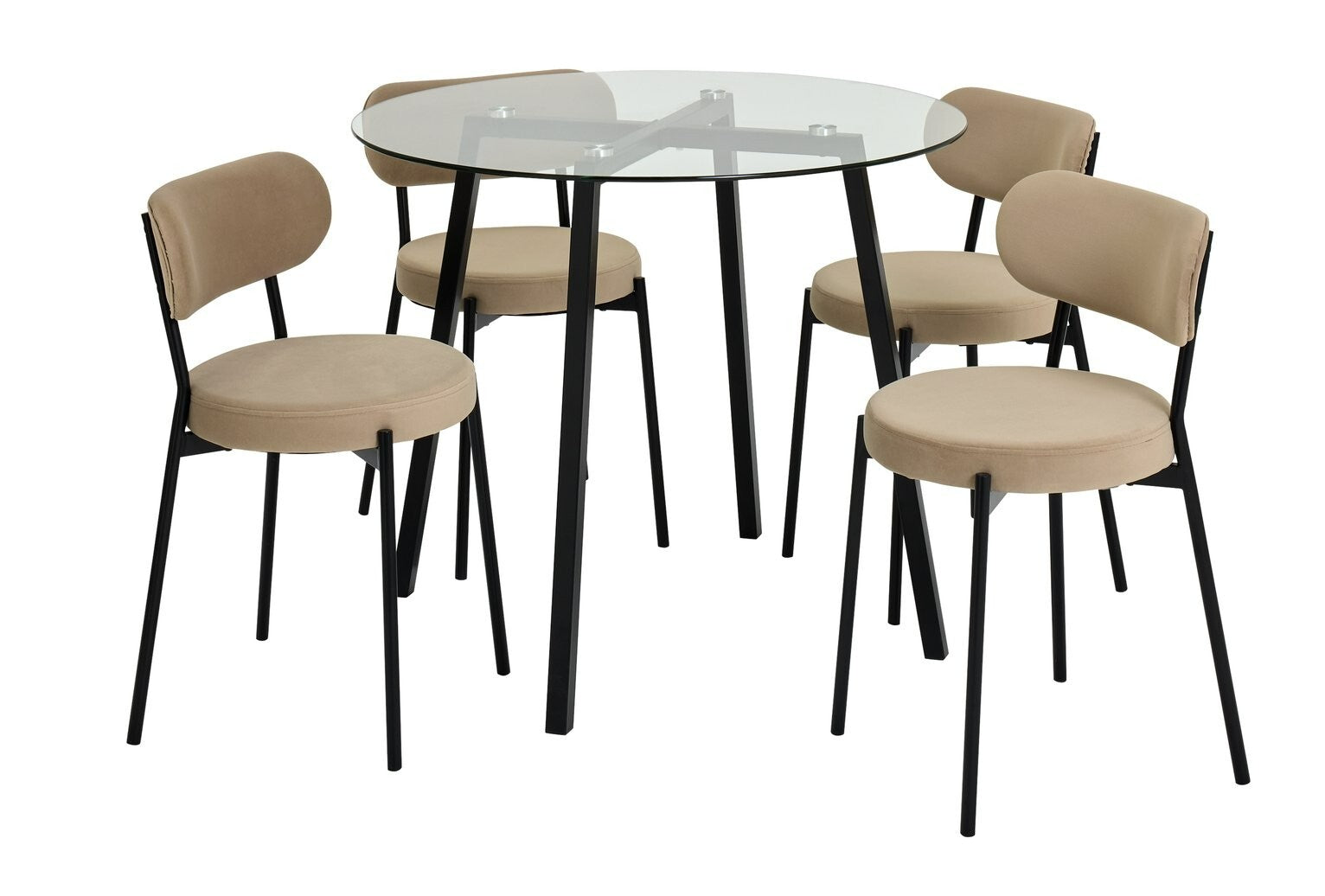 Home Fyra Black Dining Table & 4 Black Chairs