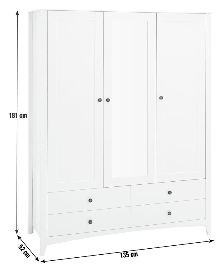 Habitat Minato 3 Door 4 Drawer Wardrobe - White