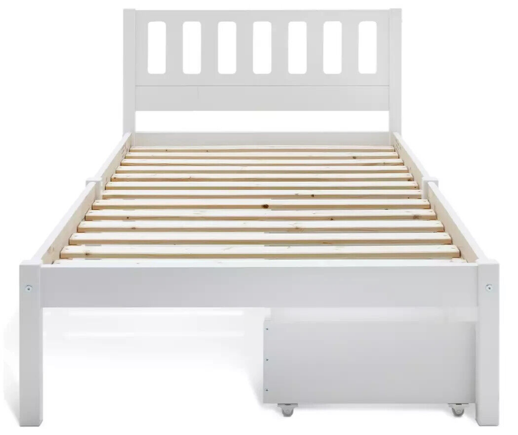 Habitat Ronnie Single Bed Frame and Drawer - White | Sturdy Bed for Kids Adults