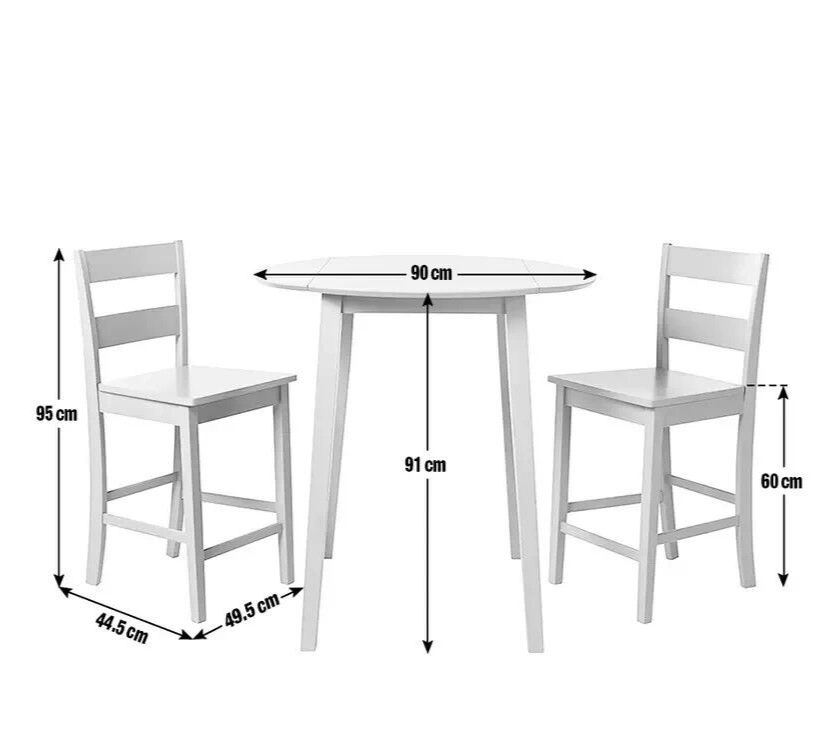 Chicago Extending Bar Table & 2 Stools - Grey