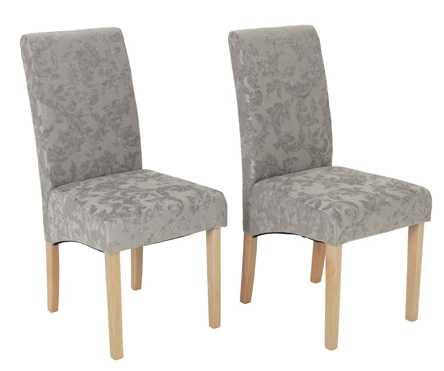 Pair of Skirted Dining Chairs - Damask Grey