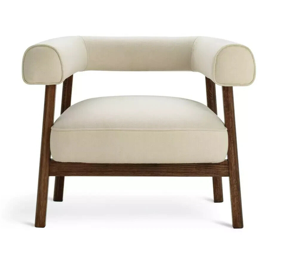 Habitat Elio Fabric Curved Armchair - Natural