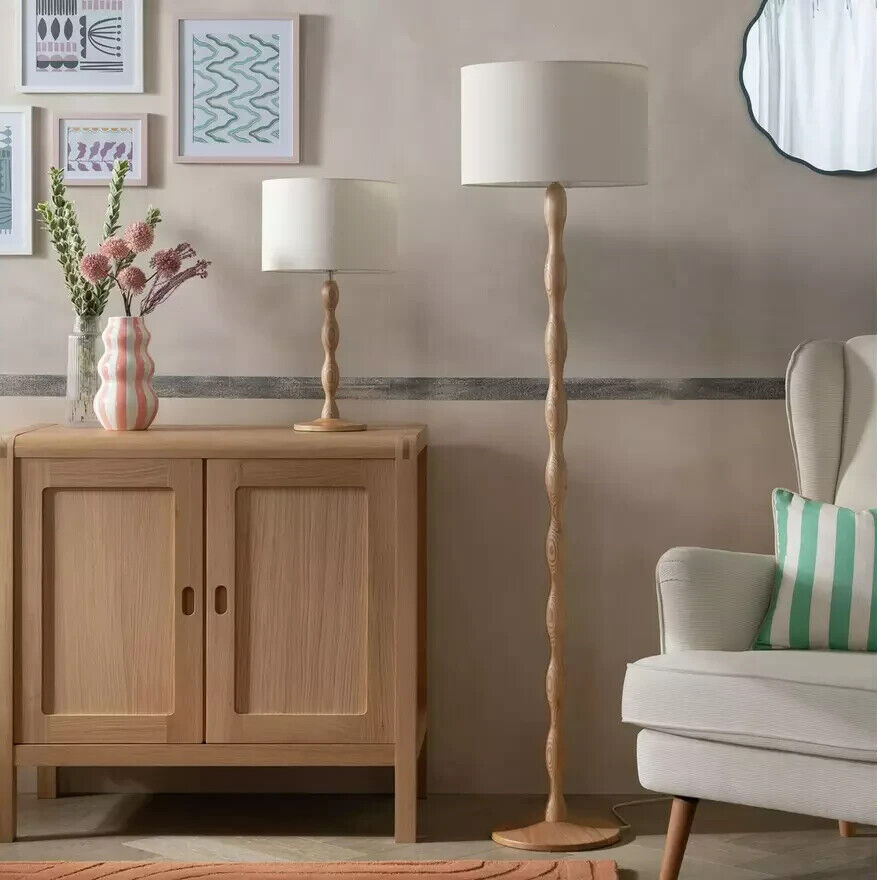 Habitat Bobbin Ash Wood Stick Floor Lamp - Natural