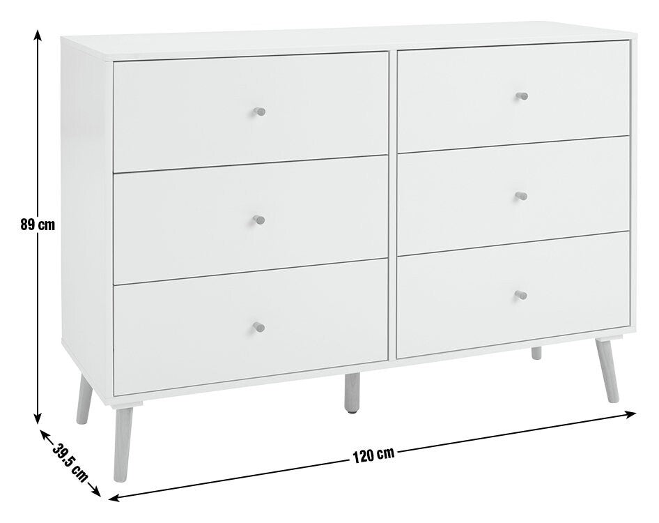 Habitat Otto 6 Drawer Chest - White | Modern Storage Cabinet Dresser Organizer