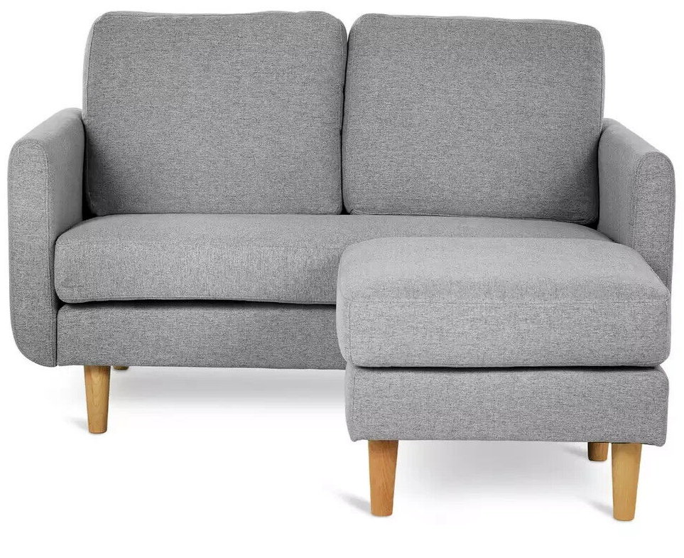 Habitat Remi Fabric 2 Seater Chaise Sofa in a box-Light Grey