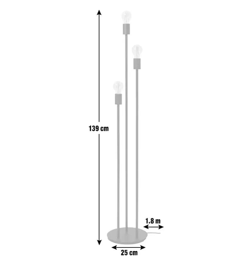Habitat Exposed Bulb 3 Light Floor Lamp - Black | Modern Home Tall Standing Lamp