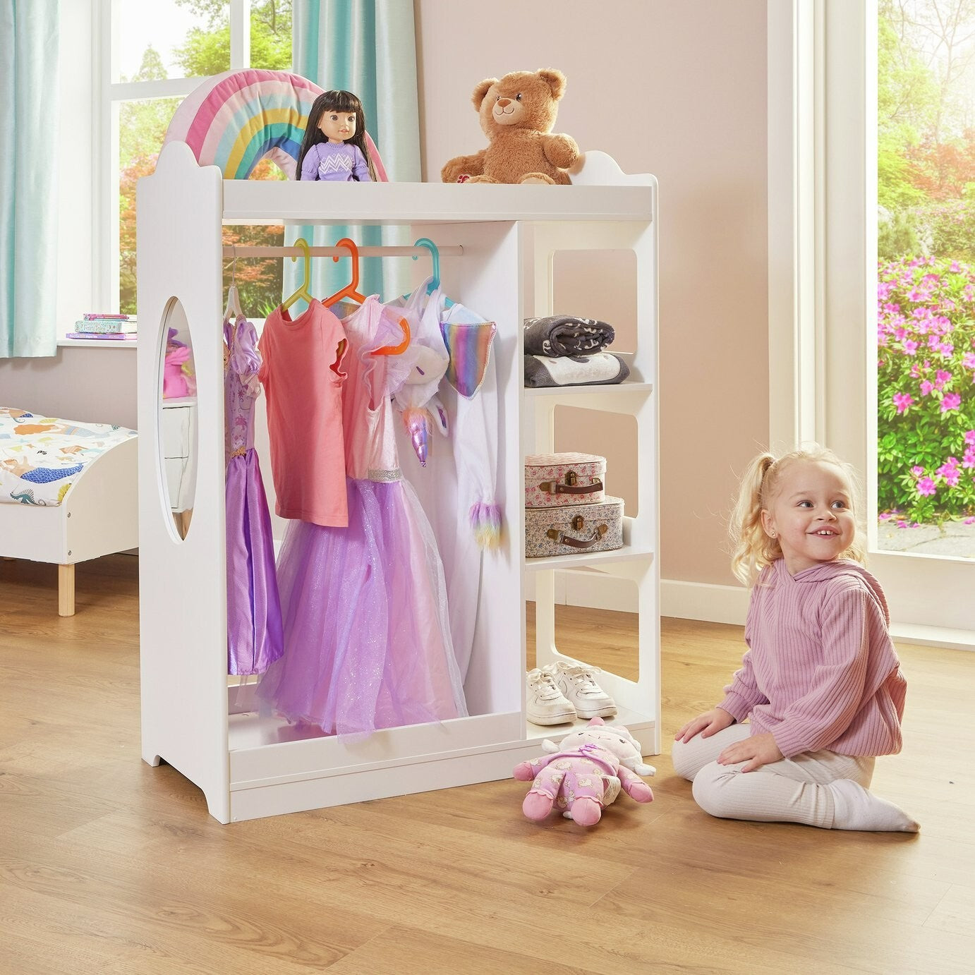 Liberty House Kids Dressing Rail with Mirror - White