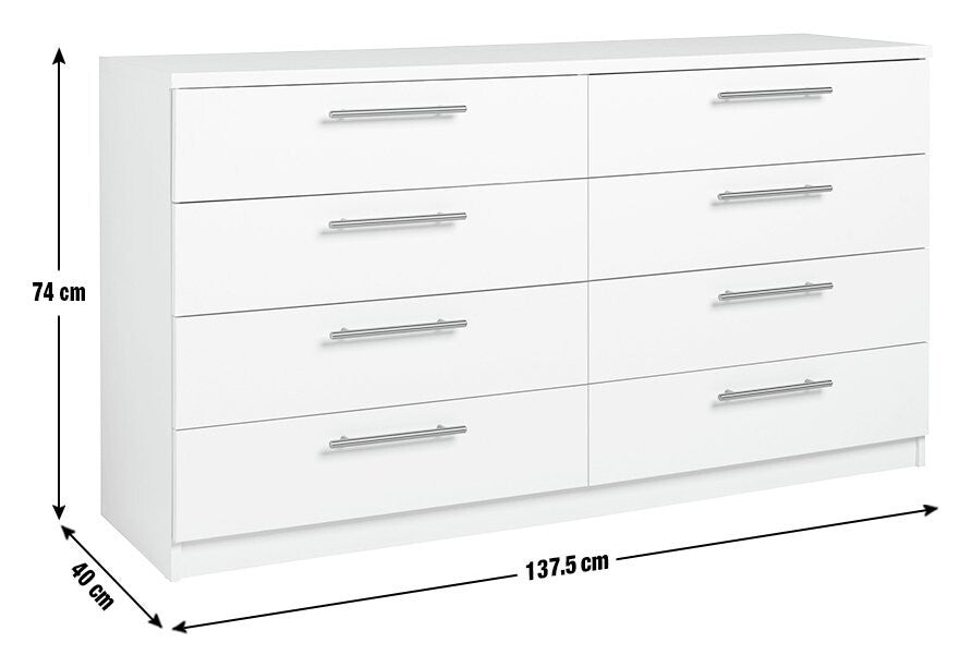 Home Brisbane 8 Drawer Chest - White ( B Grade  56428 )