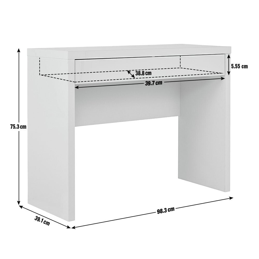 Habitat Jenson Dressing Table Desk - Grey Gloss | Grey Gloss Desk Drawer Bedroom