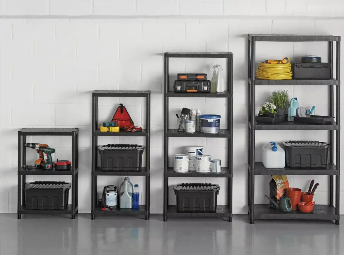 Extra Heavy Duty 5 Tier Plastic Garage Shelving Storage Unit | Racking for Tools